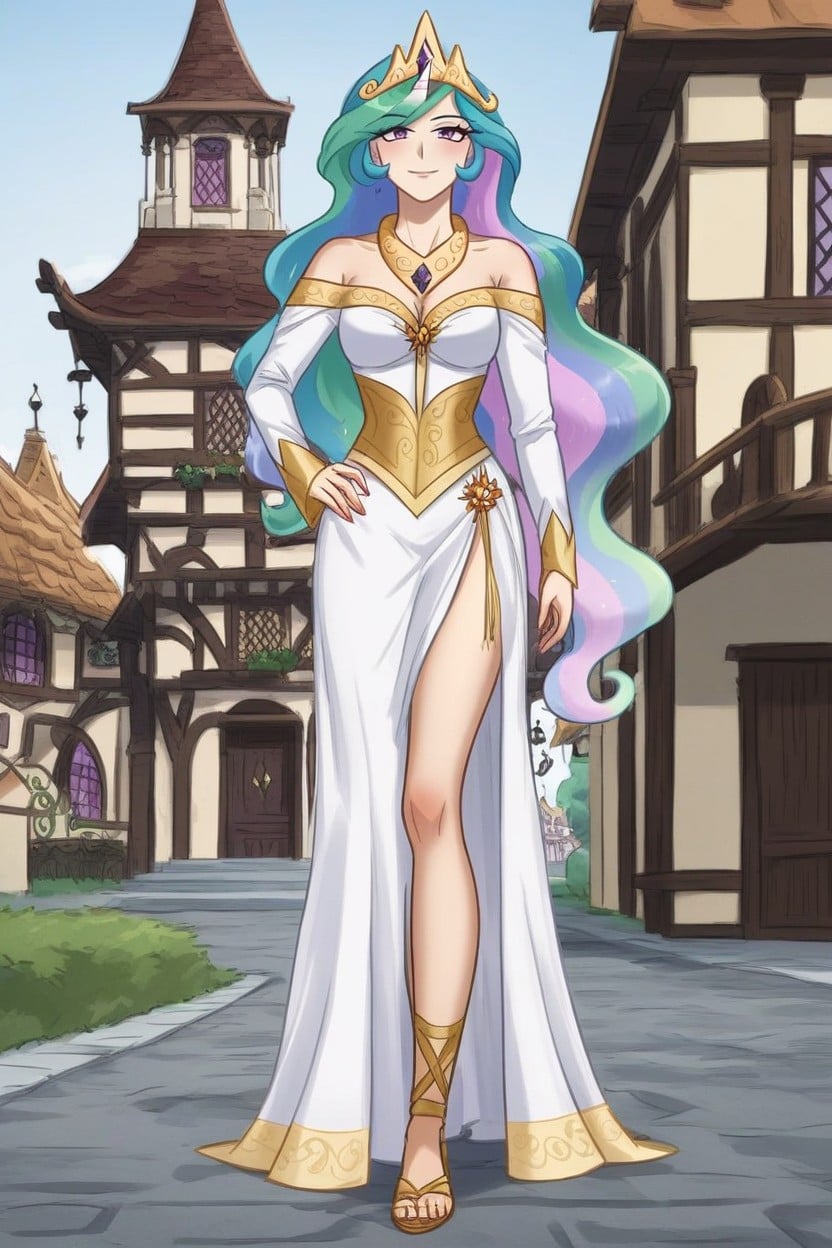 Princess Celestia Equestria, Equestria Celestia, Fully Dressed In Very Sexy Clothes AI黄片