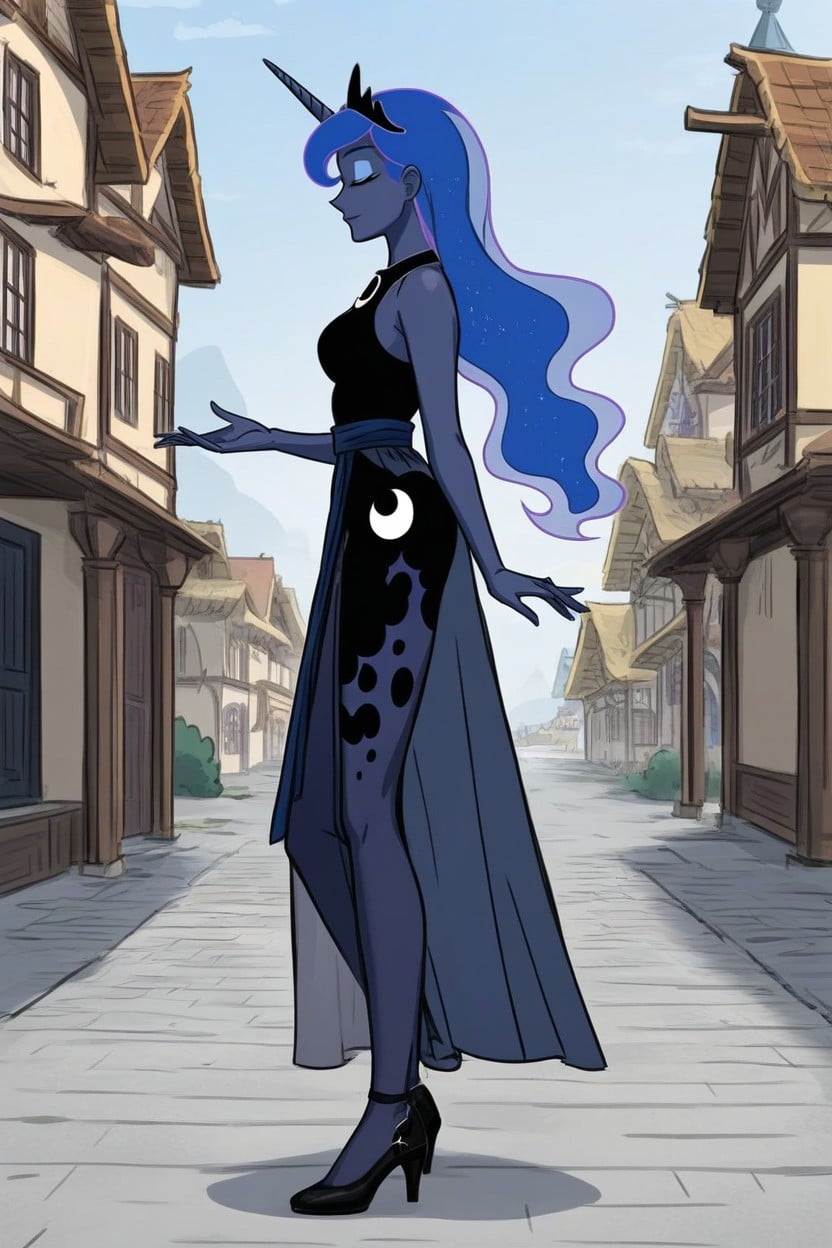 Equestria Princess Luna, Wearing Sexy Clothes, 小乳 AI黄片