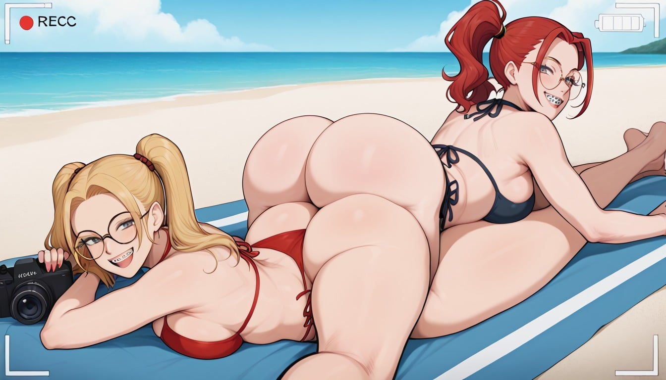 Fair Skin, Bikinis, Focus On Medium Round Bubble Butt AI黄片