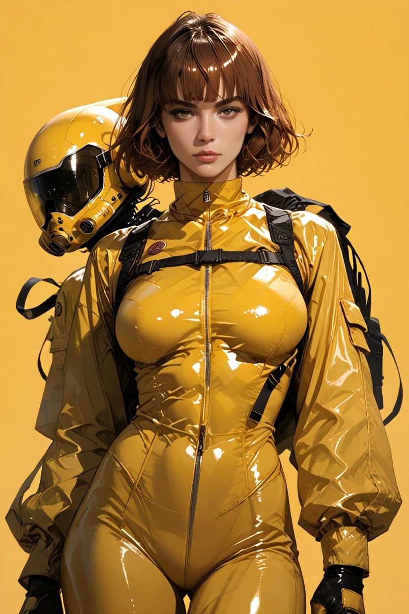 Yellow Jump Suit, Breasts Exposed, 角色扮演 AI黄片