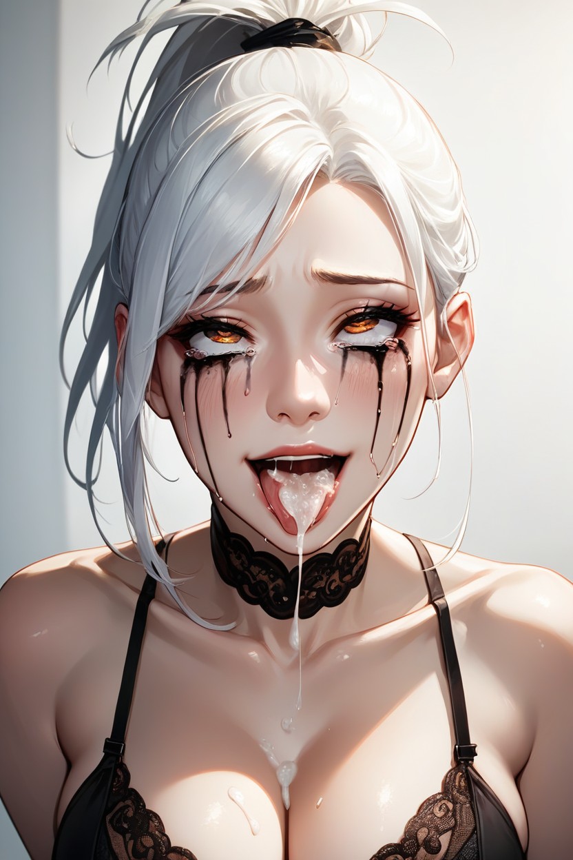 Ahegao, 白色, Cum Coming Out Of Mouth And Nose AI黄片