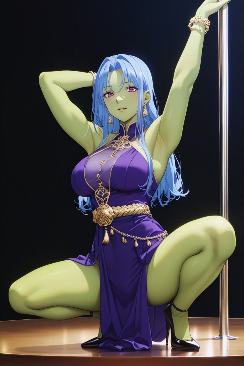 Legs Spread, Squatting, Long Hair AI黄片