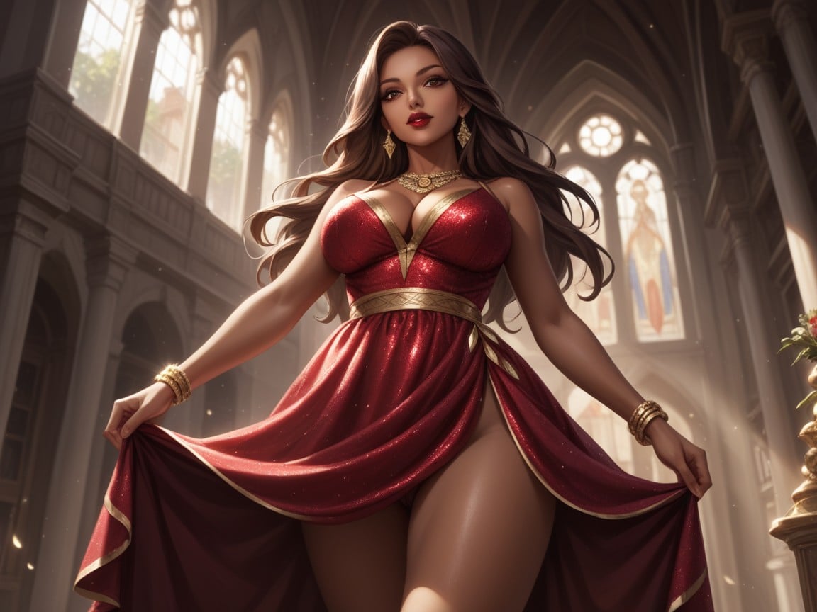 阳光明媚, Dark Brown Hair, 棕色眼睛 AI黄片