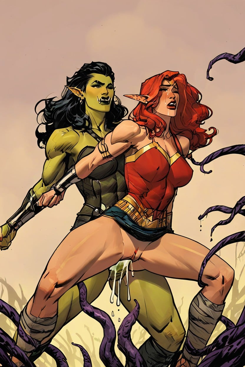 中出, Muscular Futanari Orc Having Sex With A Female Elf, Futanari Orc AI黄片